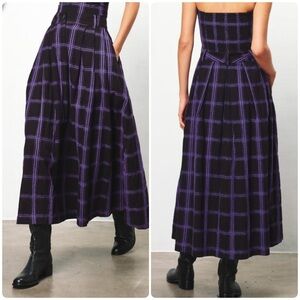 Mara Hoffman Tulay Midi Skirt Penny Plaid Black And Purple
